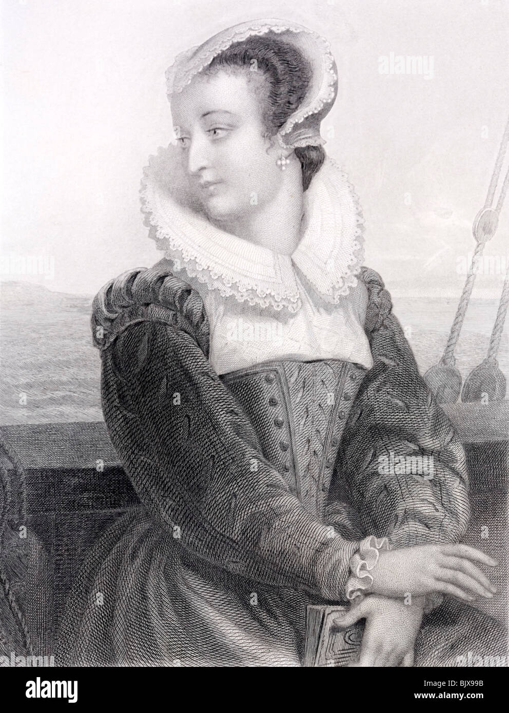 Maria Stuart (la regina Maria di Scozia) incisione da donne famose dalla storia europea. E. Muller, Parigi 1840 Foto Stock
