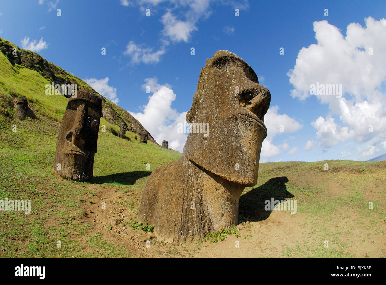 Moai statue in Isola di Pasqua, Cile Foto Stock