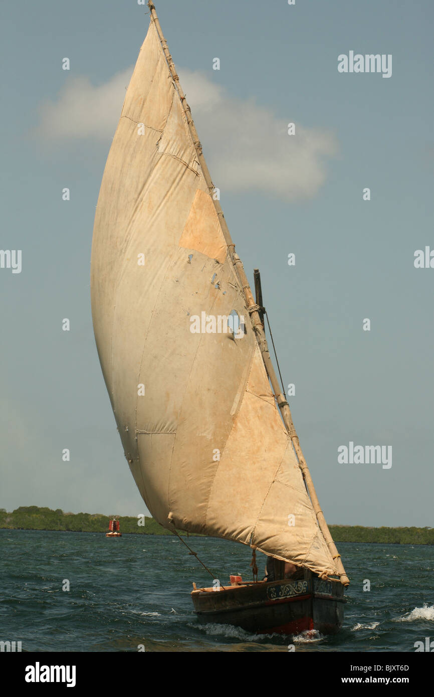 Un dhow a Lamu Foto Stock