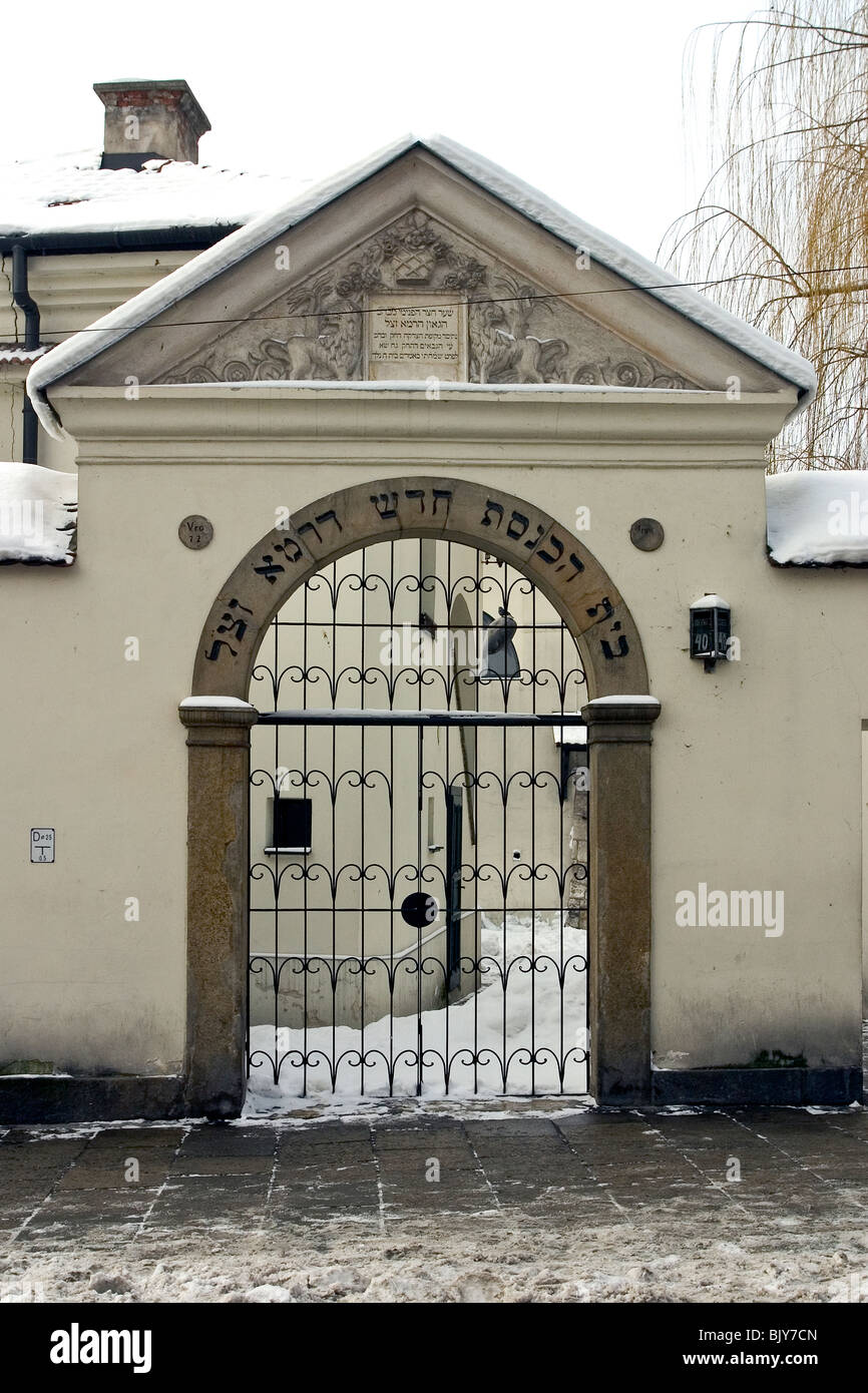 Entrata alla Sinagoga Remuh, Kazimierz, Cracovia Foto Stock