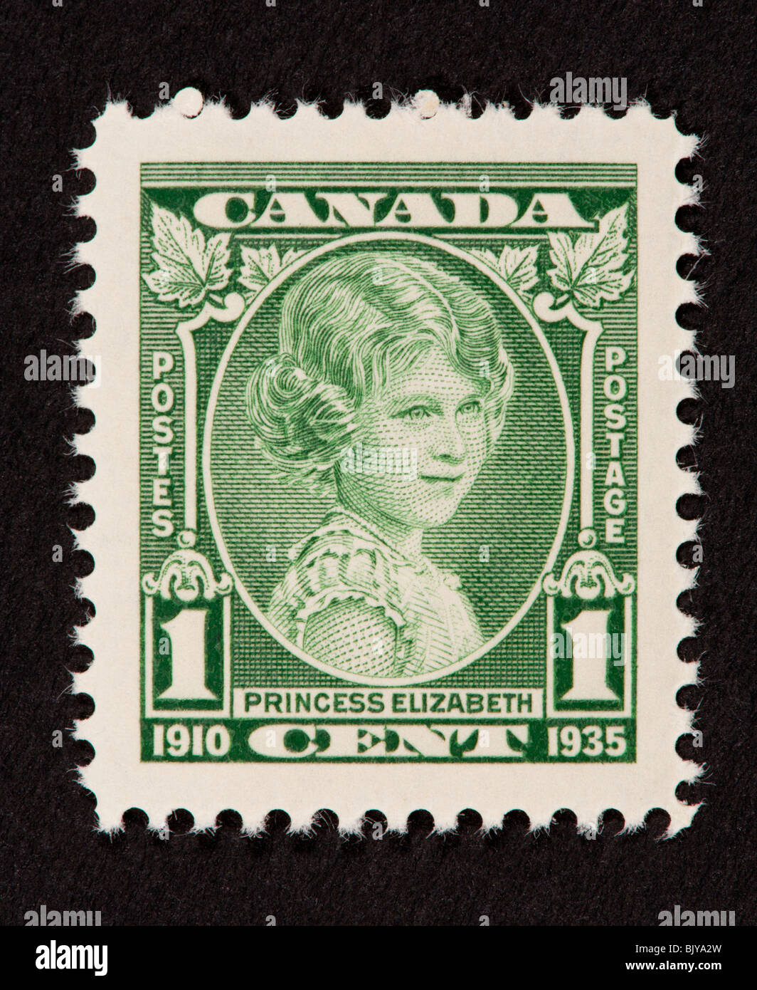 Francobollo dal Canada raffigurante la principessa (successiva) Queen Elizabeth. Foto Stock
