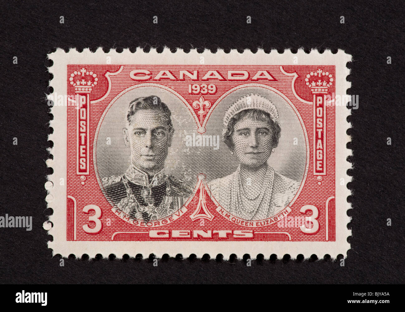 Francobollo dal Canada che raffigura il re Giorgio VI e la Regina Elisabetta Foto Stock