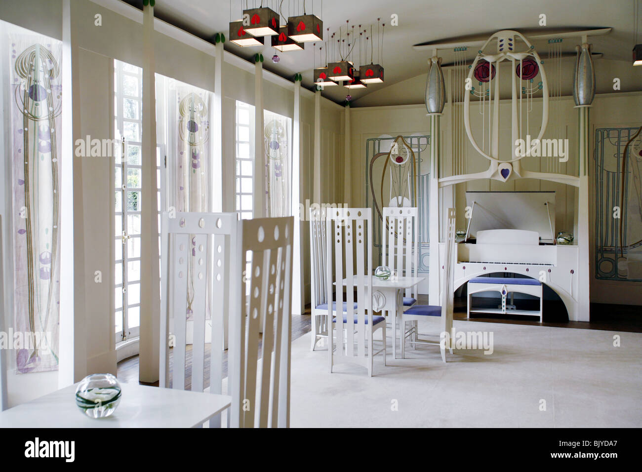 Charles Rennie Mackintosh, casa per un amante dell'arte, la Stanza della Musica, Glasgow, Scozia Foto Stock