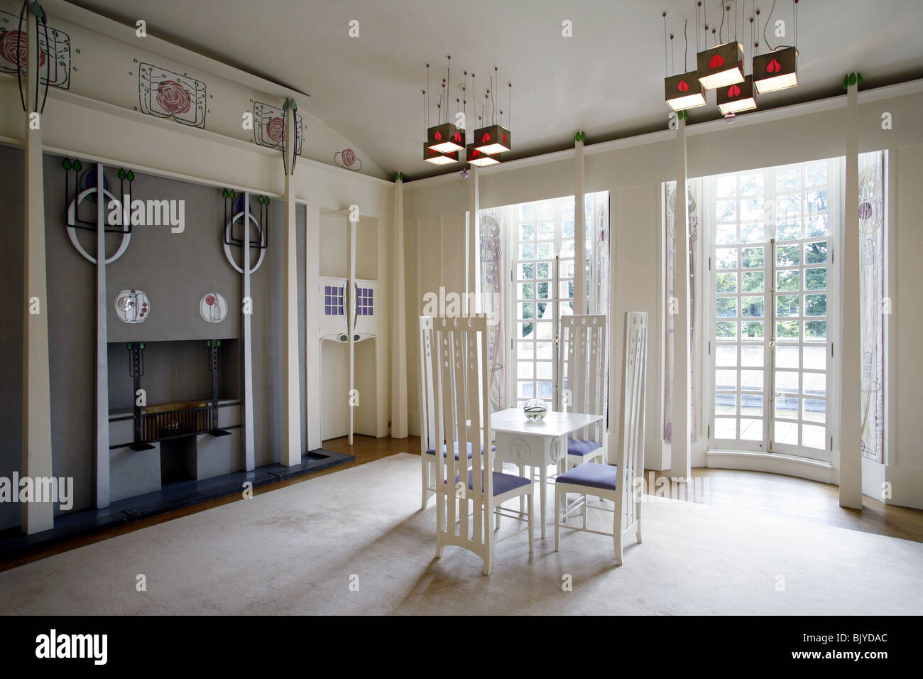 Charles Rennie Mackintosh, casa per un amante dell'arte, la Stanza della Musica, Glasgow, Scozia Foto Stock