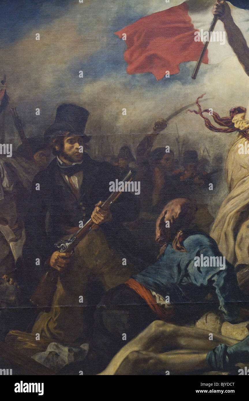 Eugène Delacroix le 28 juillet, La Liberté guidant Le Peuple - Il 28 luglio, la libertà che guida il popolo retail 1831 Secolo XIX Foto Stock