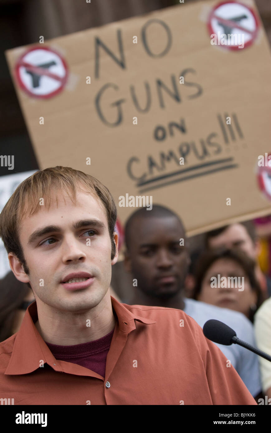 Studente di College parla di anti-gun rally in Texas Foto Stock