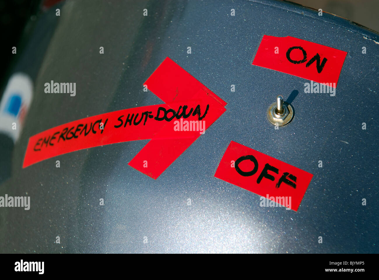 L'arresto di emergenza su interruttore auto-costruito race car Foto Stock