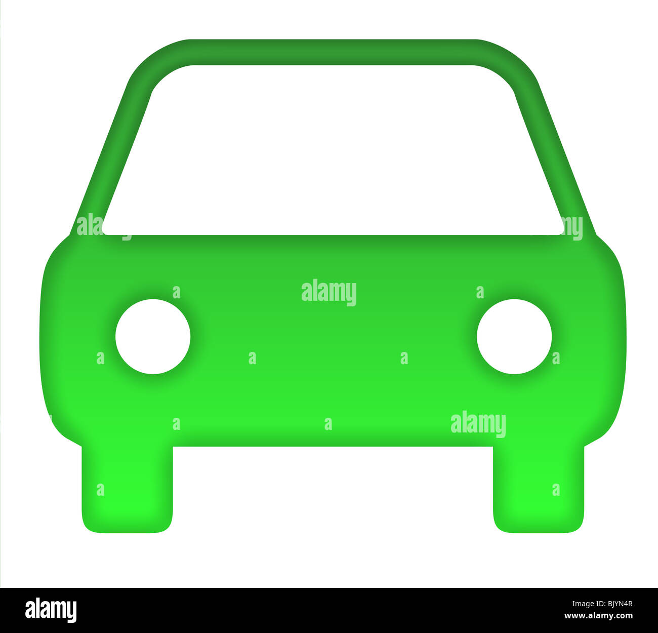 Eco-Green Motor Car silhouette, isolati su sfondo bianco. Foto Stock