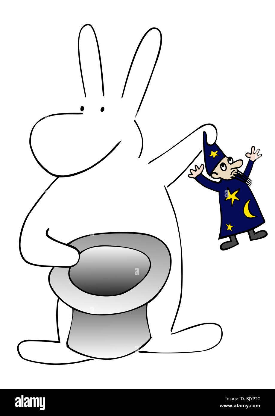 Il Coniglio e il mago - situazione paradossale Foto Stock