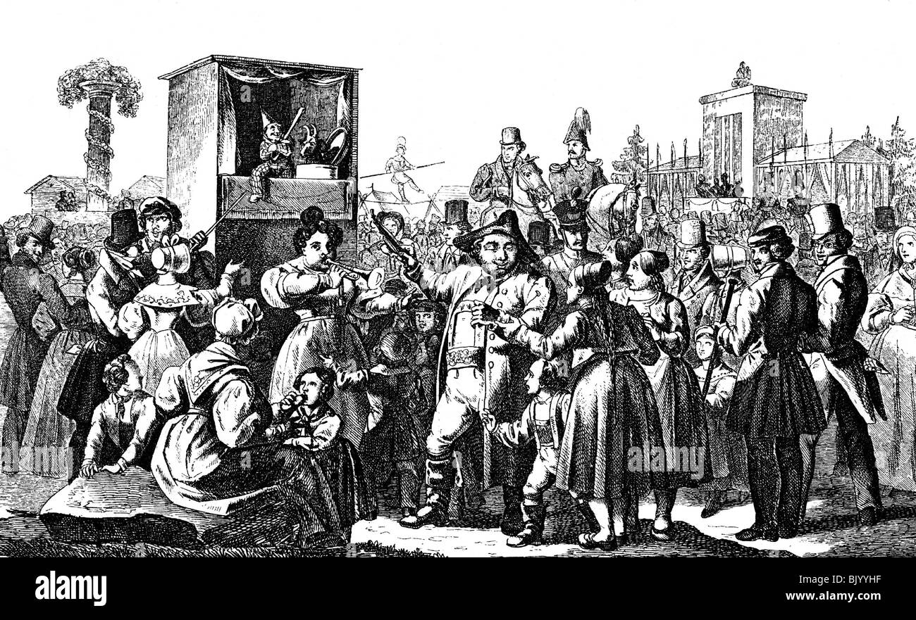 Religione, Ebraismo, Ebraismo, Carnie ebraiche durante la fiera a Cannstatt, litografia, 1835, Foto Stock