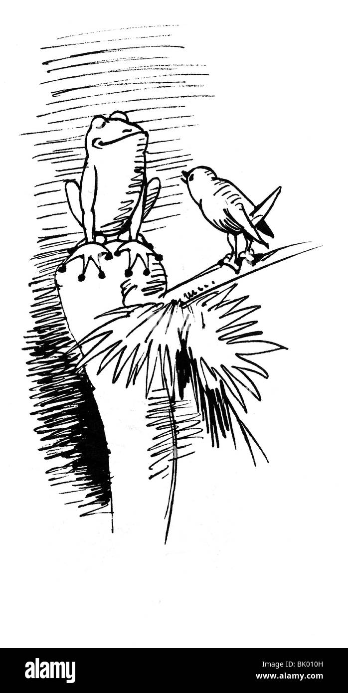 Letteratura, Wilhelm Busch 1832 - 1908, 'Flying Frog I", l'artista del diritto d'autore non deve essere cancellata Foto Stock