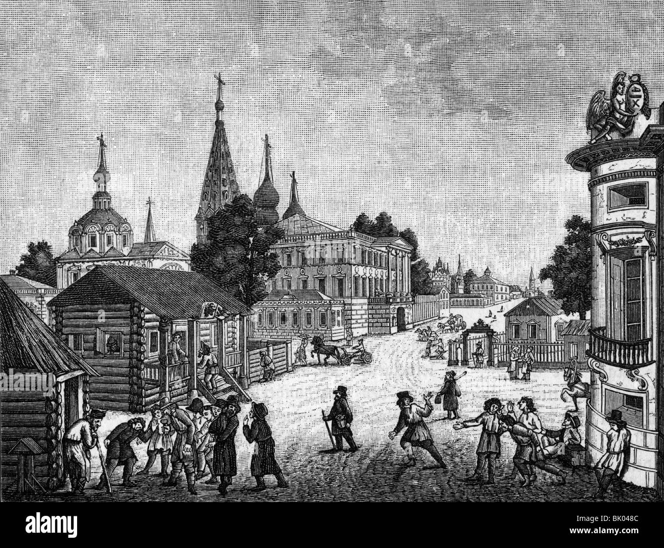 Geografia / viaggio, Russia, Mosca, strade, pub e ufficio di polizia, palais, dopo l'incisione di rame di Ducfeldt, circa 1800, Foto Stock
