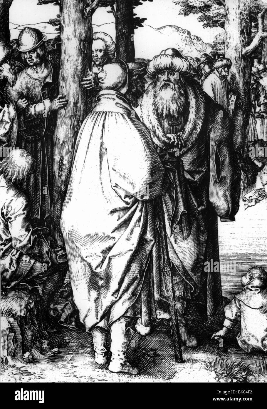 Religione, Ebraismo, fariseo durante la disputa, particolare dal legno "il battesimo di Christi", di Lukas van Leyden, circa 1510, Foto Stock