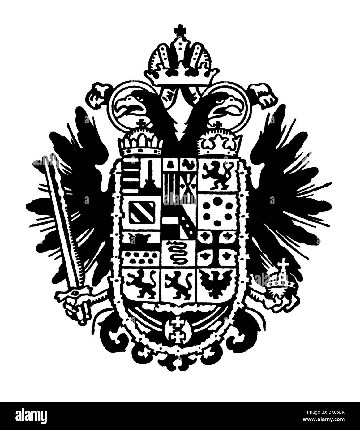 Eralrdy, emblemi, Sacro Romano Impero dell'Impero tedesco, aquila imperiale, circa 1780, Foto Stock