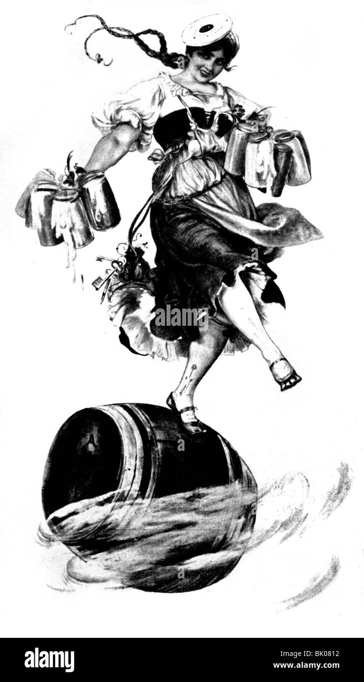 Geografia / viaggio, Germania, Monaco, gastronomia, oktoberfest, festival della birra di Monaco, 'The Schuetzenliesl', circa 1900, Foto Stock