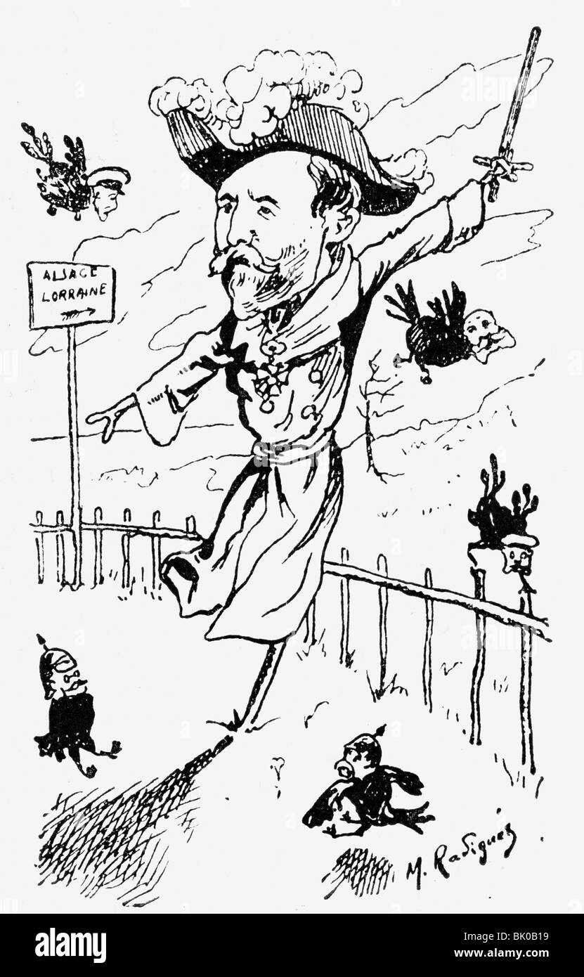 Boulanger, George, 29.4.1837 - 30.9.1891, generale e politico francese, caricatura, come capro espiatorio, disegno, Francia, 1886, , Foto Stock