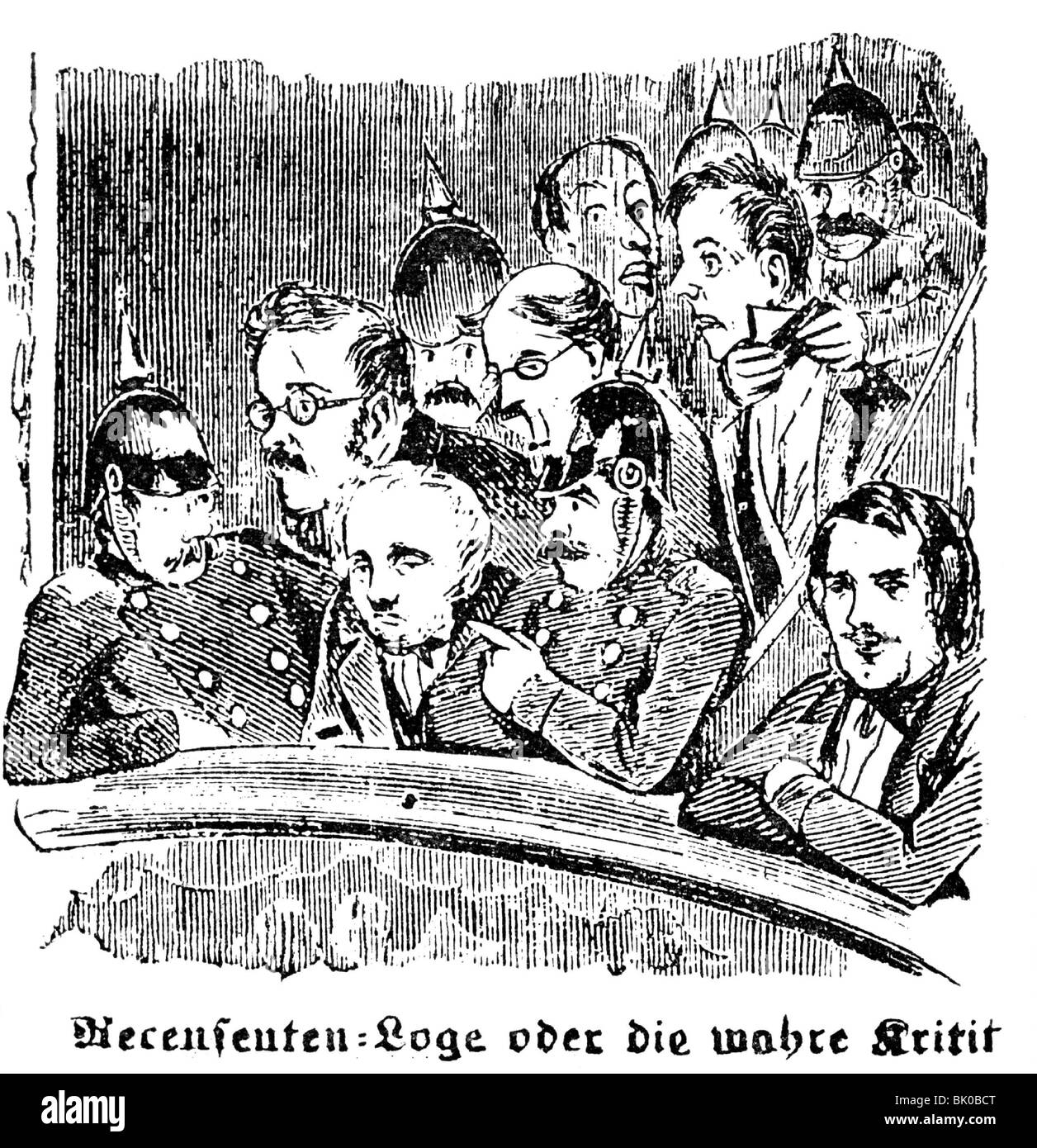 Geografia / viaggio, Germania, politica, censura, censura del teatro, 'casella Rescents o il vero critico', caricatura da 'Kladderadatch', disegno, Berlino, 1851, Foto Stock