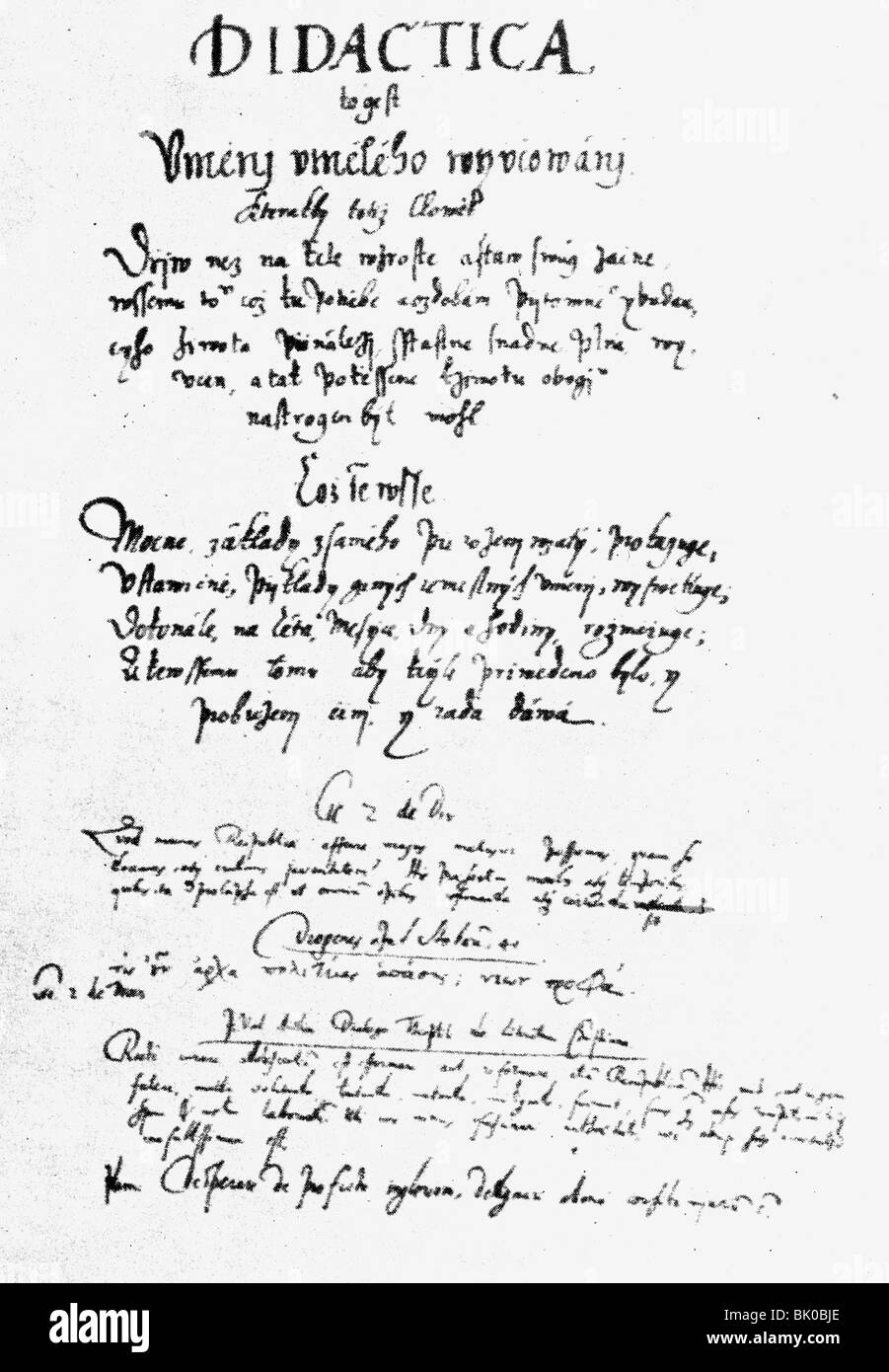 Comenius, John Amos, 28.3.1592 - 15.11.1670, filosofo e educatore ceco, opere, 'Czesca didaktika', pagina, 1627 - 1632, , Foto Stock