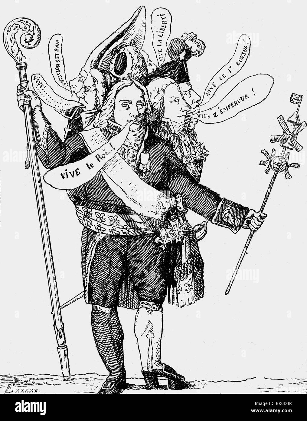 Talleyrand-Perigord, Charles Maurice de, 13.2.1754 - 17.5.1838, diplomatico e politico francese, caricatura, 'The Turncoat', disegno, 1815, Foto Stock