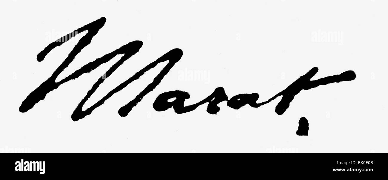 Marat, Jean Paul, 24.5.1744 - 13.7.1793, giornalista e politico francese, firma, Foto Stock