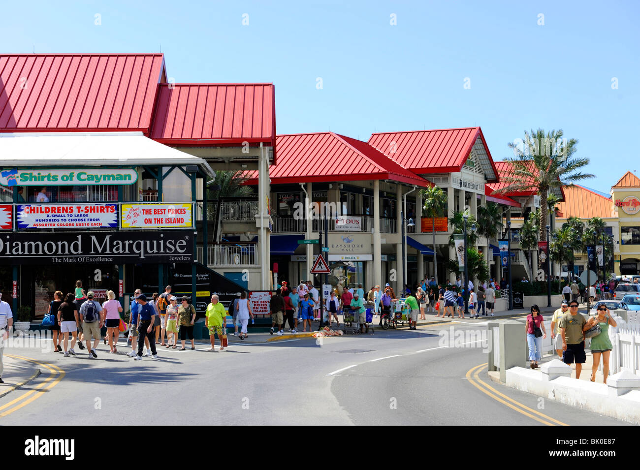 Area dello Shopping Downtown Grand Cayman Isole dei Caraibi Georgetown Foto Stock
