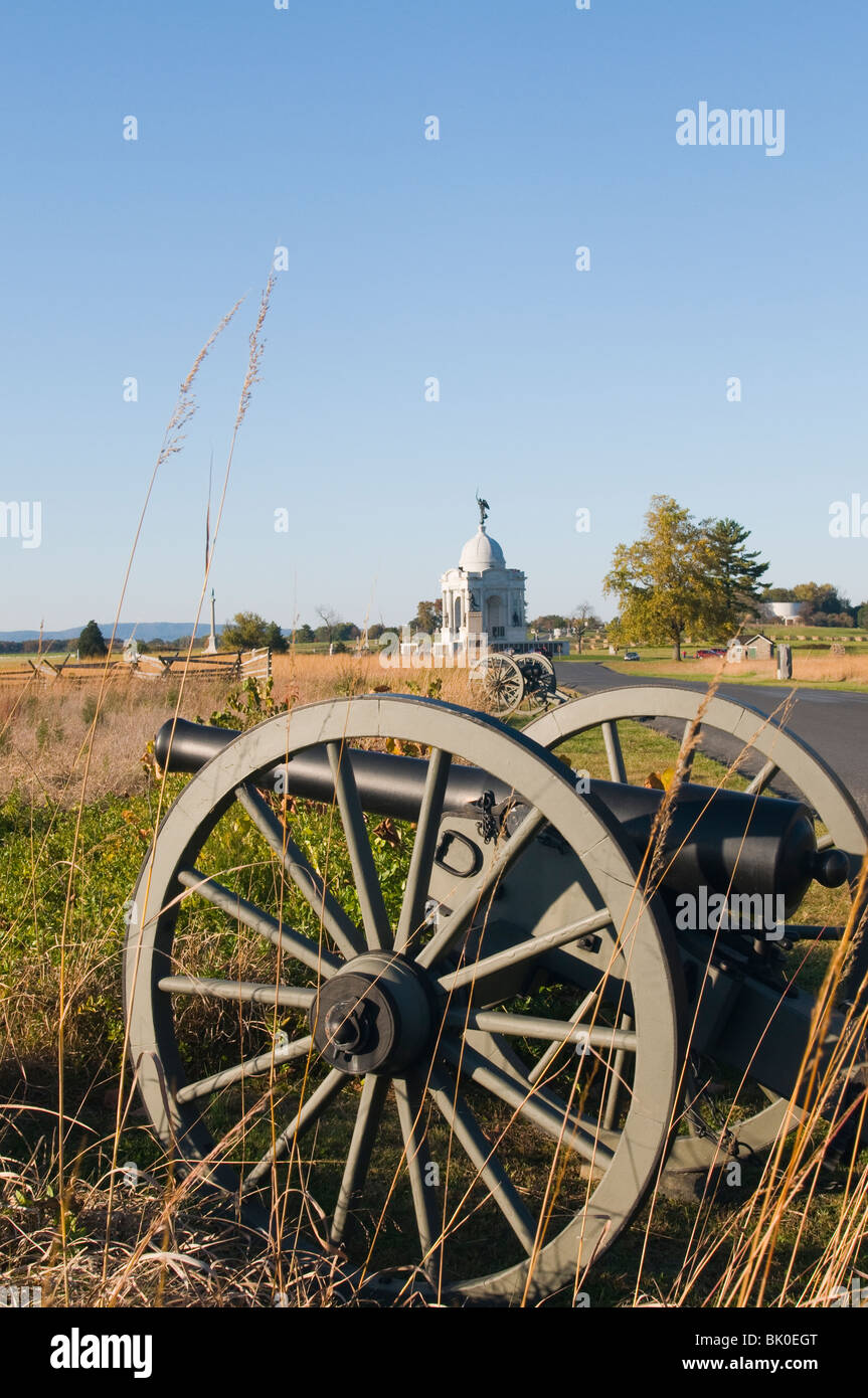 Il cannone, Pennsylvania State Memorial, Gettysburg National Military Park, Pennsylvania Foto Stock