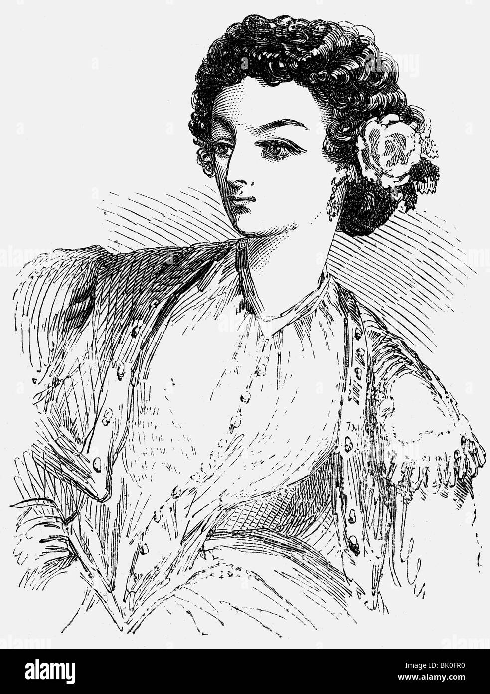 Montez, Lola, 17.2.1821 - 17.1.1861, ballerino irlandese, a mezza lunghezza, incisione in legno, 1855, , Foto Stock