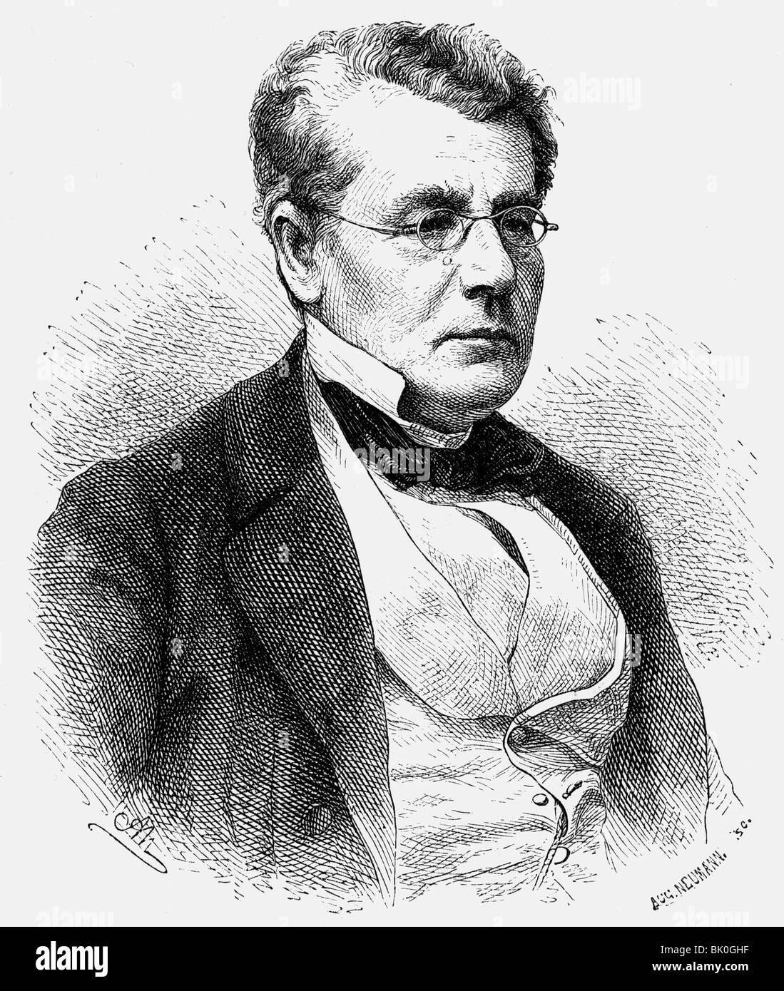 Fuehrich, Joseph von, 9.2.1800 - 13.3.1876, Pittore austriaco, ritratto, incisione in legno, 19th secolo, , Foto Stock