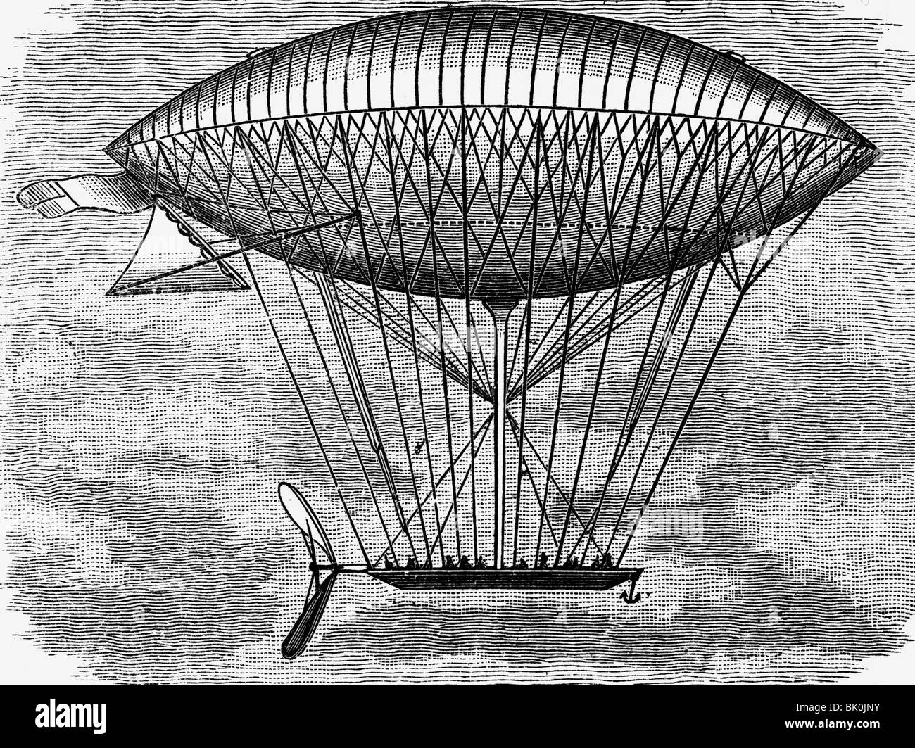 Trasporti / trasporto, aviazione, aeronavi, nave aerea di Henri Dupuy de Lome, 1872, Foto Stock
