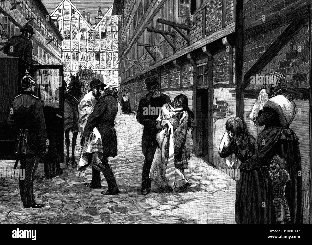 Medicina, malattie pandemiche, colera, trasferimento di pazienti, Amburgo, Germania, 1892, Foto Stock