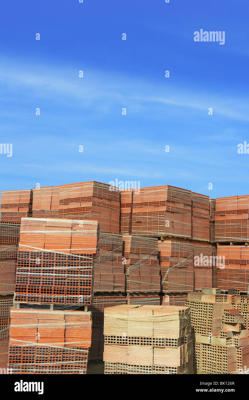Rosso argilla piastrelle stock pattern roba di costruzione Foto Stock