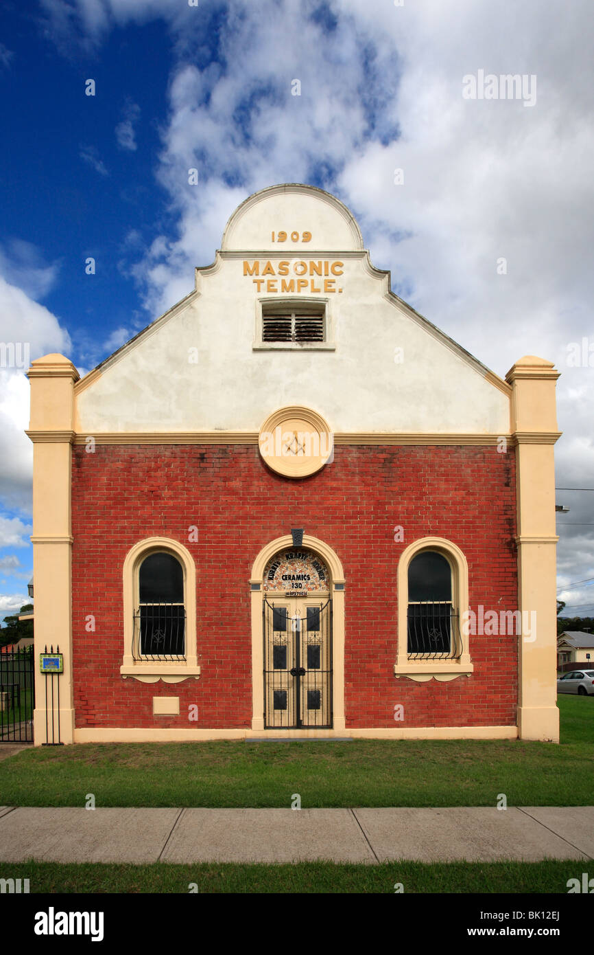 Storico tempio massonico, Kurri Kurri, la Hunter Valley, Nuovo Galles del Sud, Australia Foto Stock