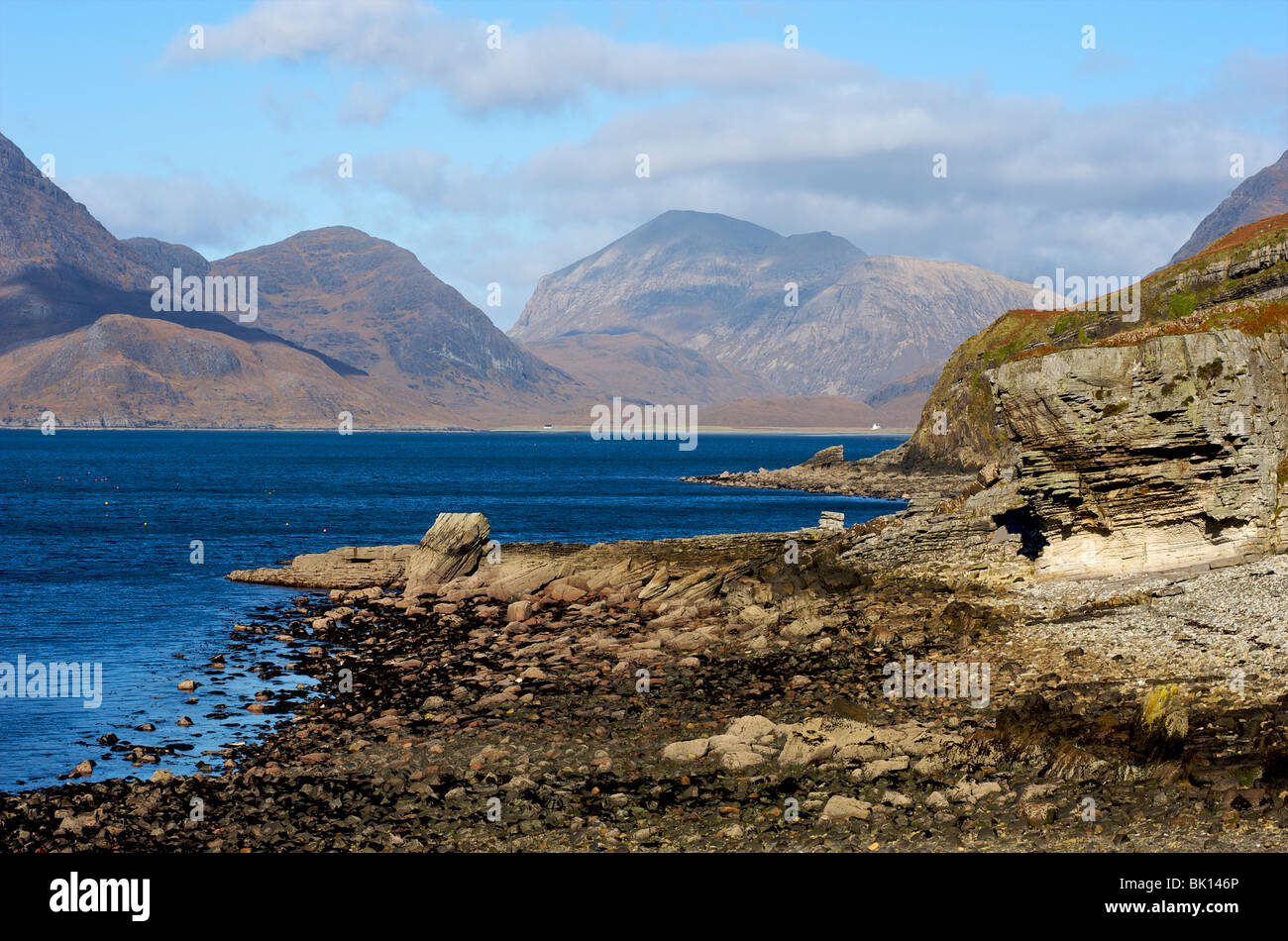 La Scozia, Isola di Skye, Elgol, le montagne Cuillins Foto Stock