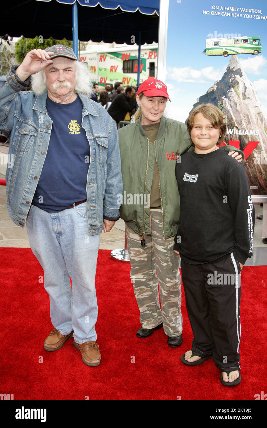 DAVID CROSBY JAN DANZA & DJANGO RV PREMIERE WESTWOOD LOS ANGELES STATI UNITI D'AMERICA 23 Aprile 2006 Foto Stock