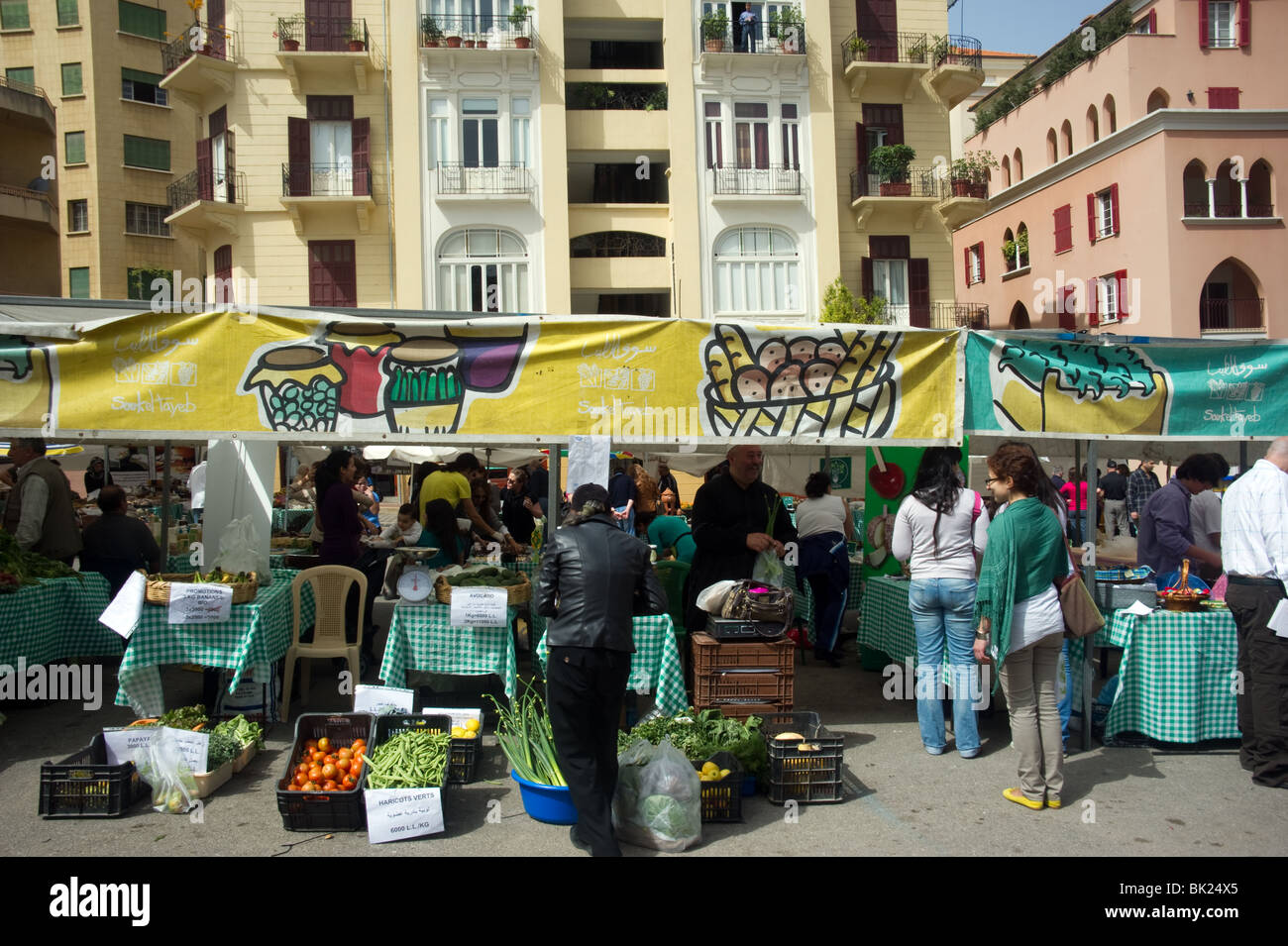 Mercato organico posto Souk El Tayeb a Beirut city centre in Libano Foto Stock