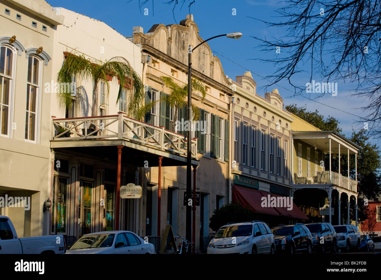 Strada principale quartiere degli affari di Natchez, Mississippi Foto Stock
