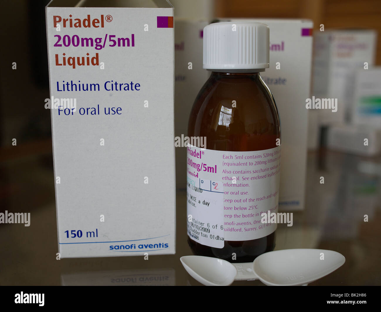 Priadel liquido, citrato di litio medicina,UK Foto stock - Alamy