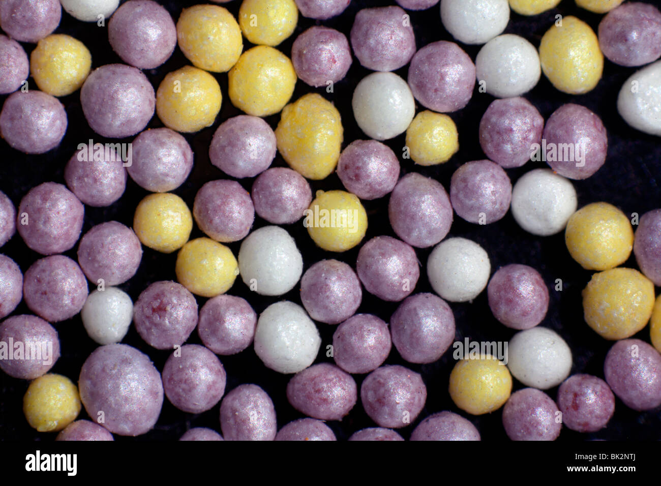 Miniatura di pellet medicinali come si trova all' interno di un hard-capsule sgusciate, fortemente ingrandita Foto Stock