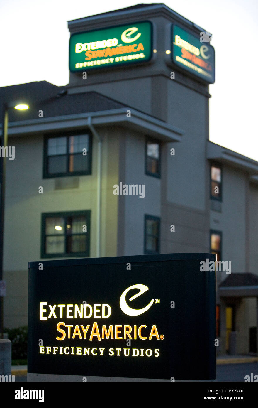 Un soggiorno esteso America hotel ubicazione nella periferia del Maryland. Foto Stock