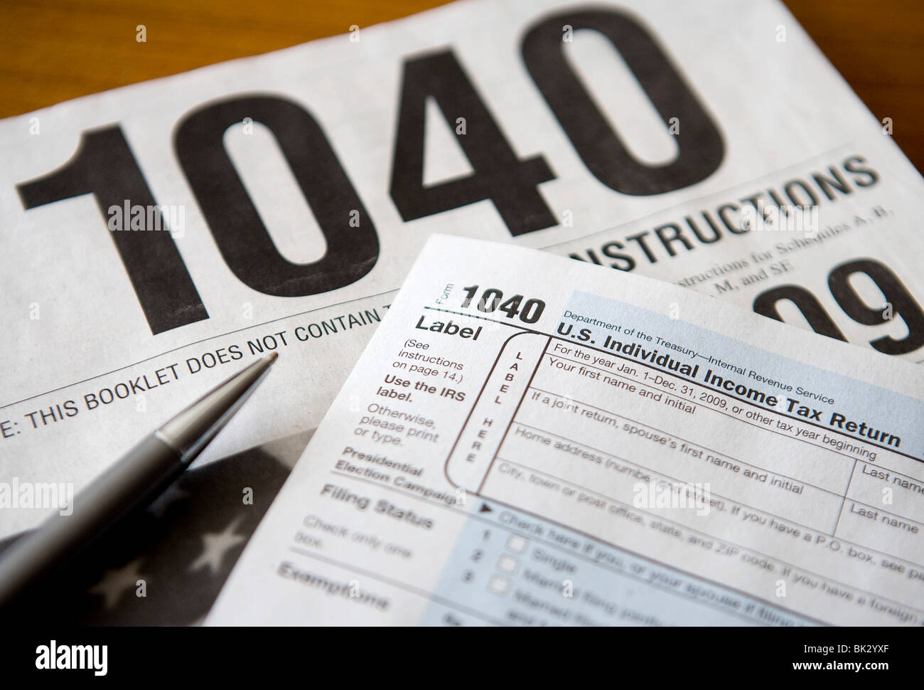 Gli Stati Uniti le imposte sul reddito 1040 forma. Foto Stock