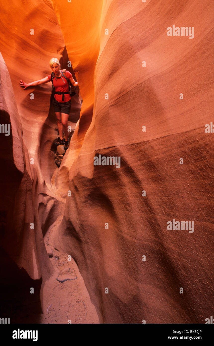 Recentemente sgommati-out si restringe lungo il Canyon a labirinto in posizione una volta 50 piedi sotto la superficie del lago Powell. Foto Stock Recentemente sgommati-out si restringe lungo il Canyon a labirinto in posizione una volta 50 piedi sotto la superficie del lago Powell. Foto Stock
