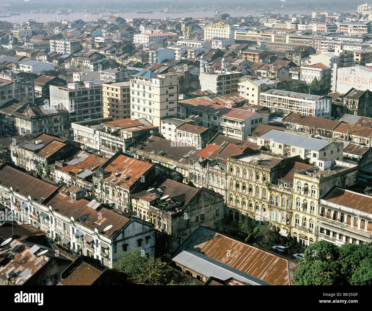 Vista di Yangon (Rangoon), Myanmar (Birmania), Asia Foto Stock
