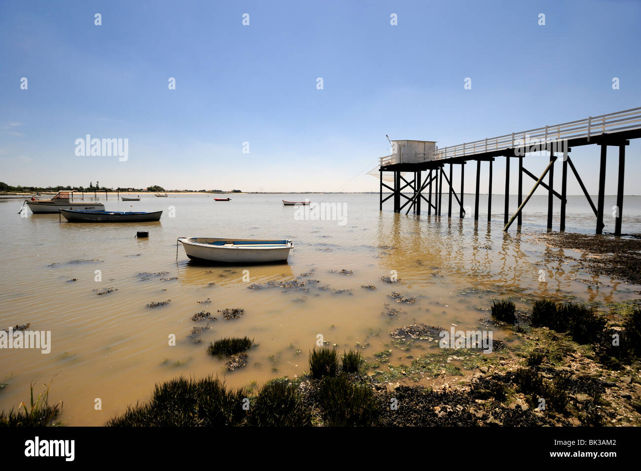La pesca jetty, Fouras, Charente-Maritime, Francia, Europa Foto Stock