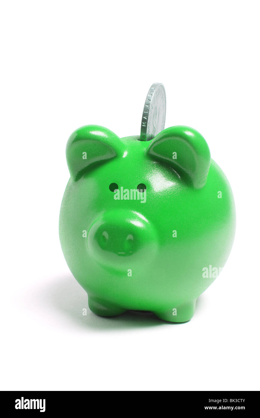 Piggybank con moneta Foto Stock