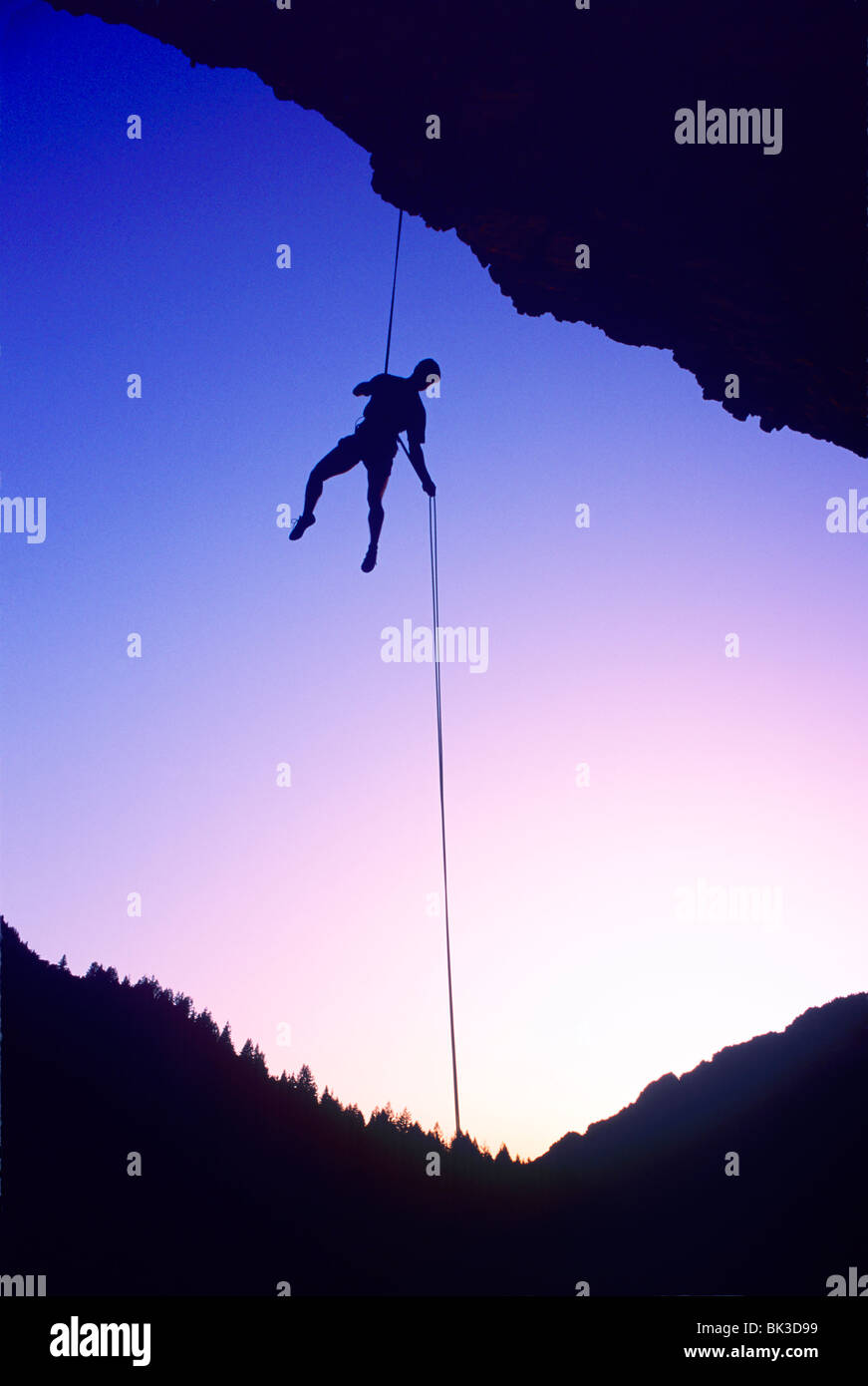 Rappelling nelle Montagne Wasatch, Utah. Foto Stock