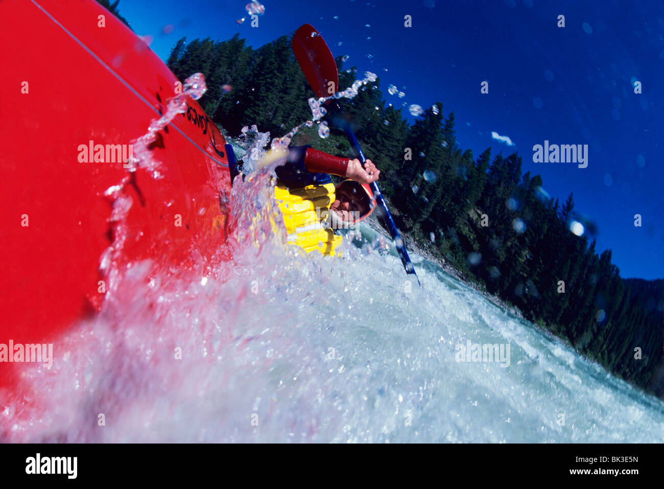 Il kayak sul fiume Snake, Wyoming. Foto Stock Il kayak sul fiume Snake, Wyoming. Foto Stock