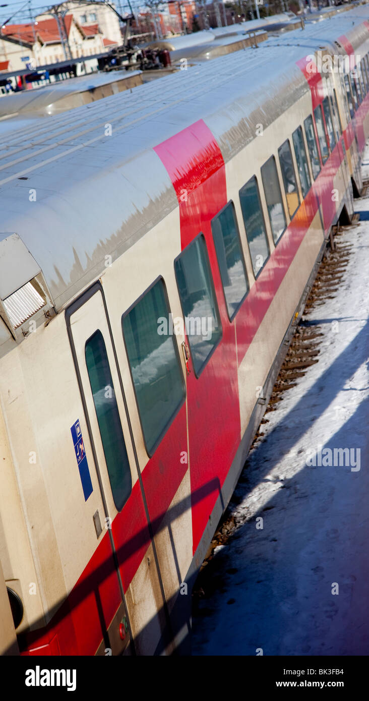 Lato di sporco automobili della ferrovia , Finlandia Foto Stock