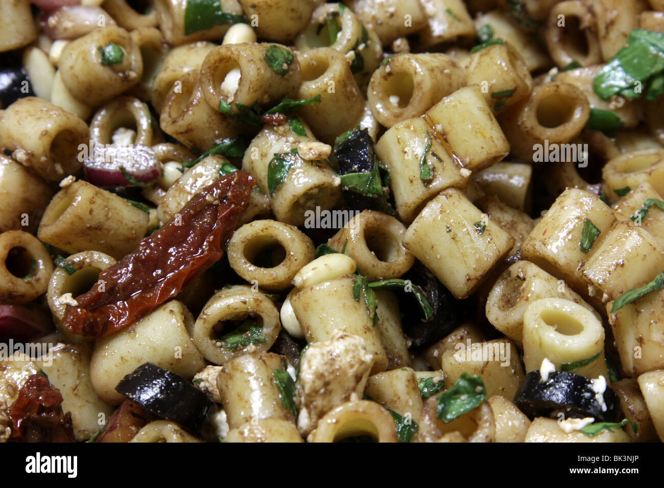 Close-up di Greco Insalata di pasta Foto Stock