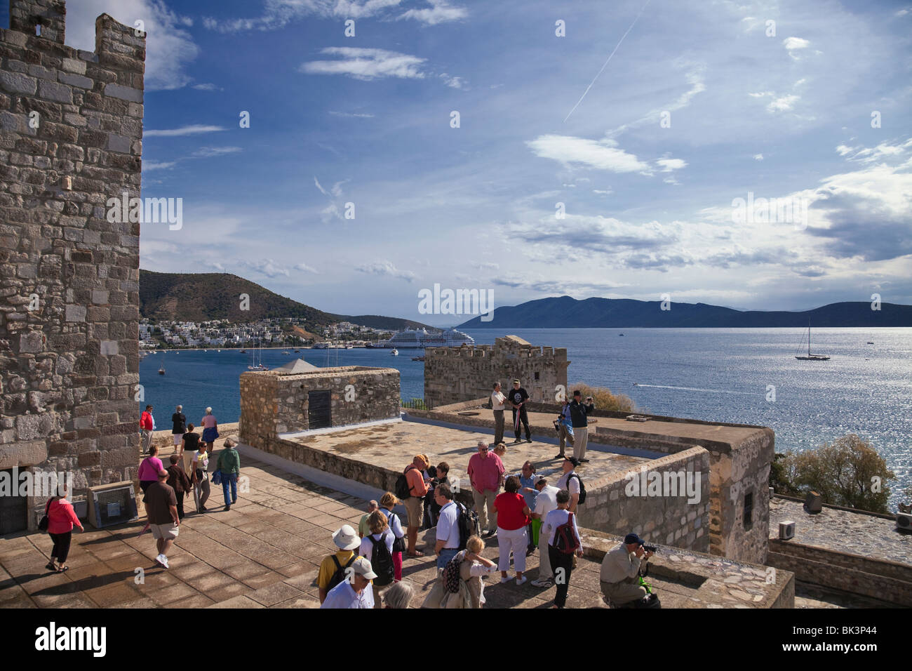La vista del porto e dal Castello di San Pietro a Bodrum,Turchia Foto Stock
