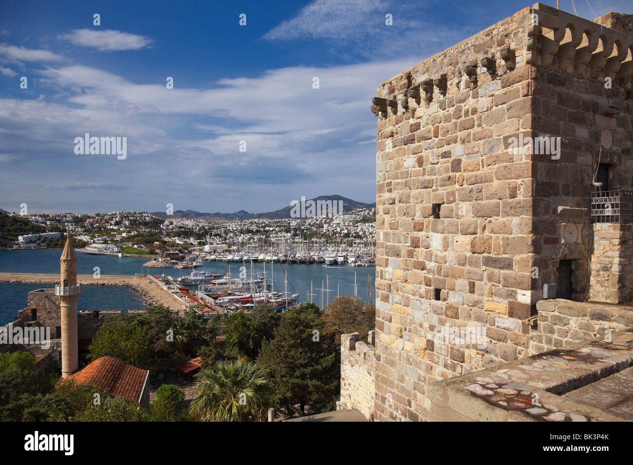 La vista del porto e dal Castello di San Pietro a Bodrum,Turchia Foto Stock